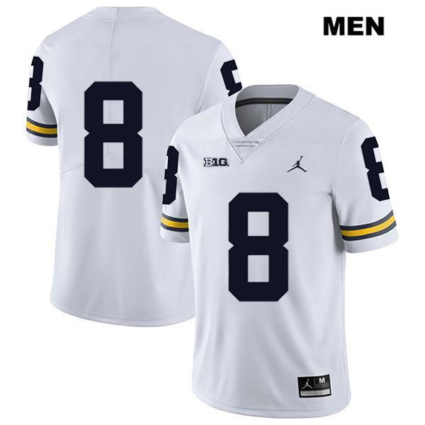 Men's NCAA Michigan Wolverines Ronnie Bell #8 No Name White Jordan Brand Authentic Stitched Legend Football College Jersey II25I40MN